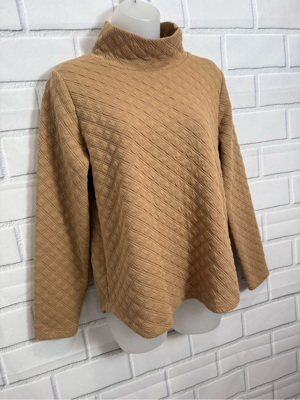 J.Crew Textured Turtleneck Sweater Camel Tan Size XS Cozy Chic neutral style